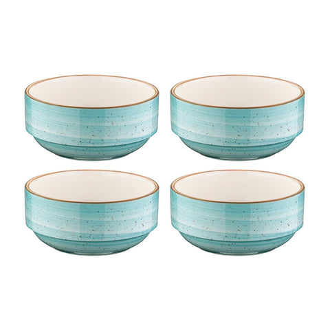 Bonna China Sea Blue dia.4.75" h:2" 12 oz. Round Blue Porcelain Bowl (Set of 4)