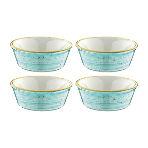 Bonna China Sea Blue dia.4.75" h:1.75" 10 oz. Round Blue Porcelain Bowl (Set of 4)