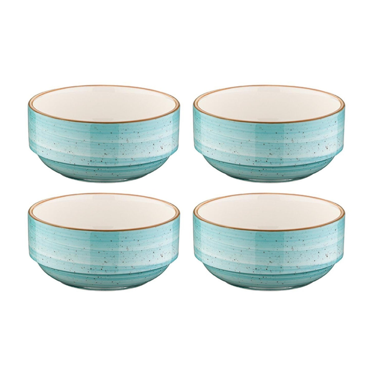 Bonna China Sea Blue dia.5.5" h:2.5" 17 oz. Round Blue Porcelain Bowl (Set of 4)