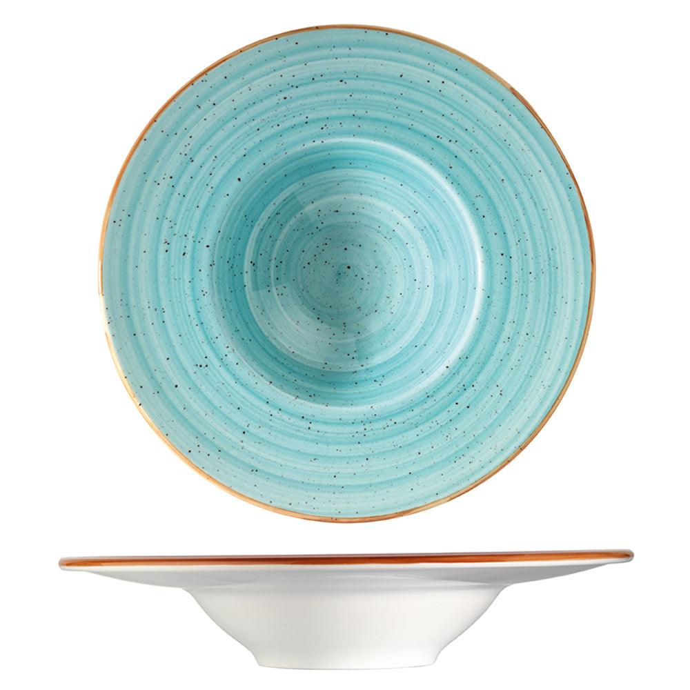 Bonna China Sea Blue dia.11" h:2.5" 14 oz. Round Blue Porcelain Bowl (Set of 2)