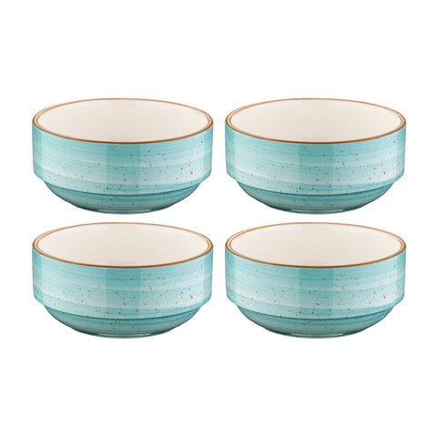 Bonna China Sea Blue dia.3" h:1.5" 4 oz. Round Blue Porcelain Ramekin (Set of 4)