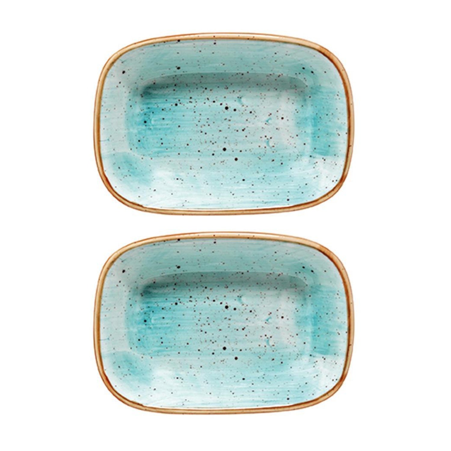 Bonna China Sea Blue 5.5" x 4" x h:1.25" 7 oz. Rectangular Blue Porcelain Deep Plate (Set of 2)