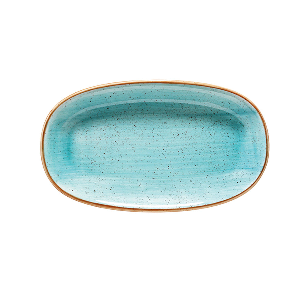 Bonna China Sea Blue 6" x 3.5" x h:0.75" Oval Blue Porcelain Platter (Set of 2)