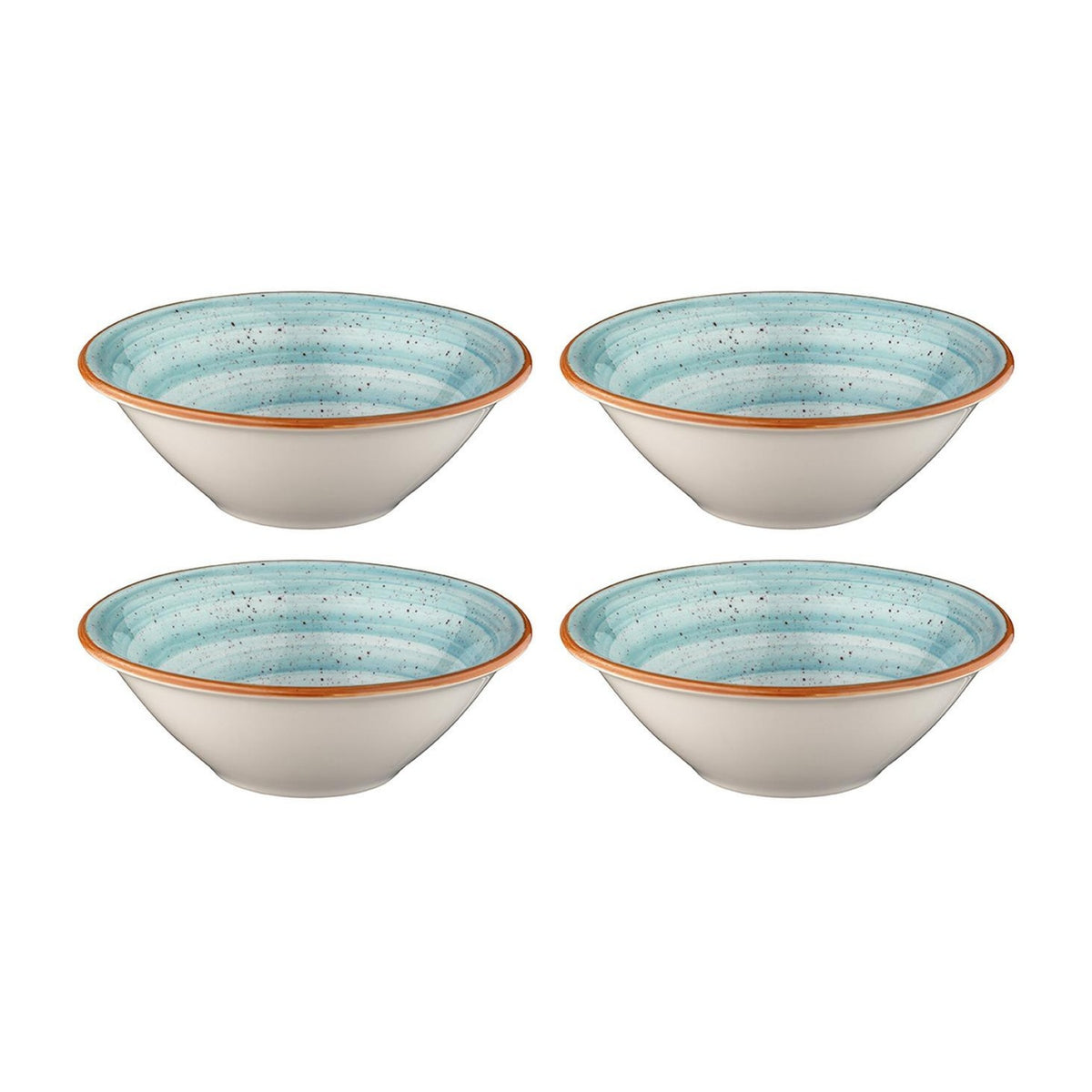 Bonna China Sea Blue dia.6.25" h:2" 13 oz. Round Blue Porcelain Bowl (Set of 4)