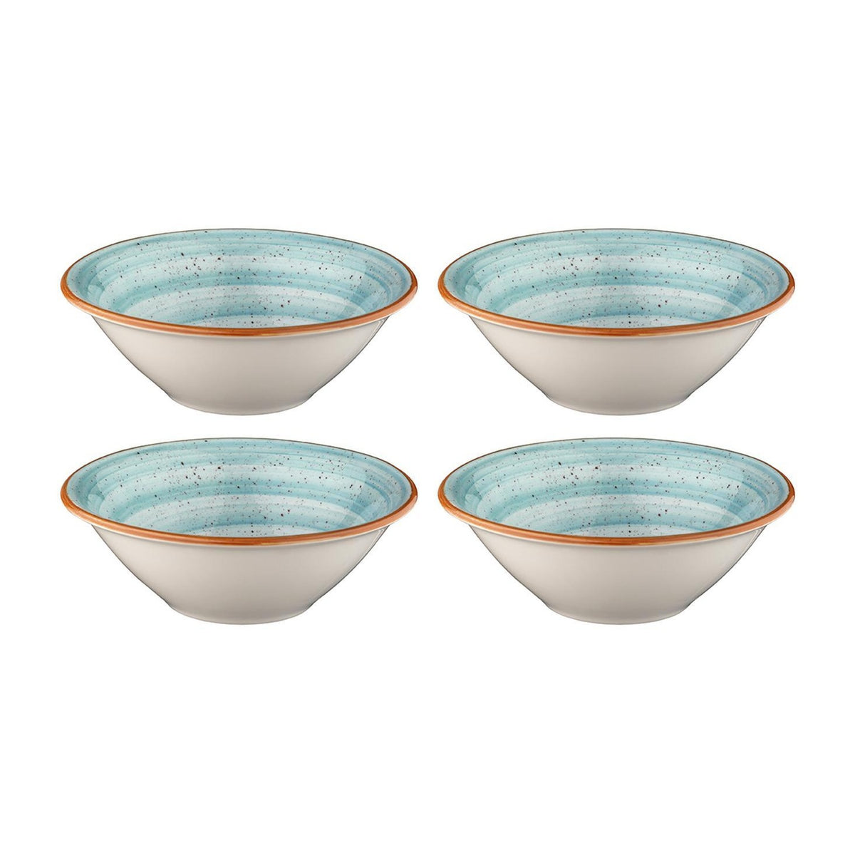 Bonna China Sea Blue dia.7" h:2.5" 23 oz. Round Blue Porcelain Bowl (Set of 4)