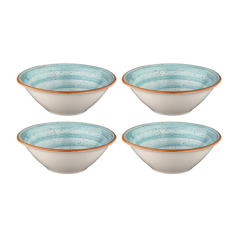 Bonna China Sea Blue dia.7" h:2.5" 23 oz. Round Blue Porcelain Bowl (Set of 4)