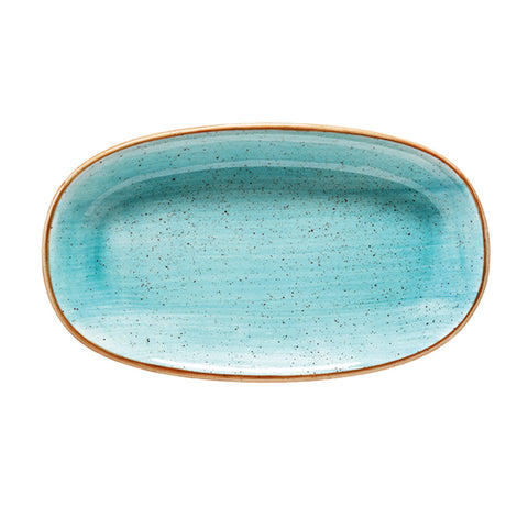 Bonna China Sea Blue 7.5" x 4.25" x h:1" Oval Blue Porcelain Platter (Set of 2)