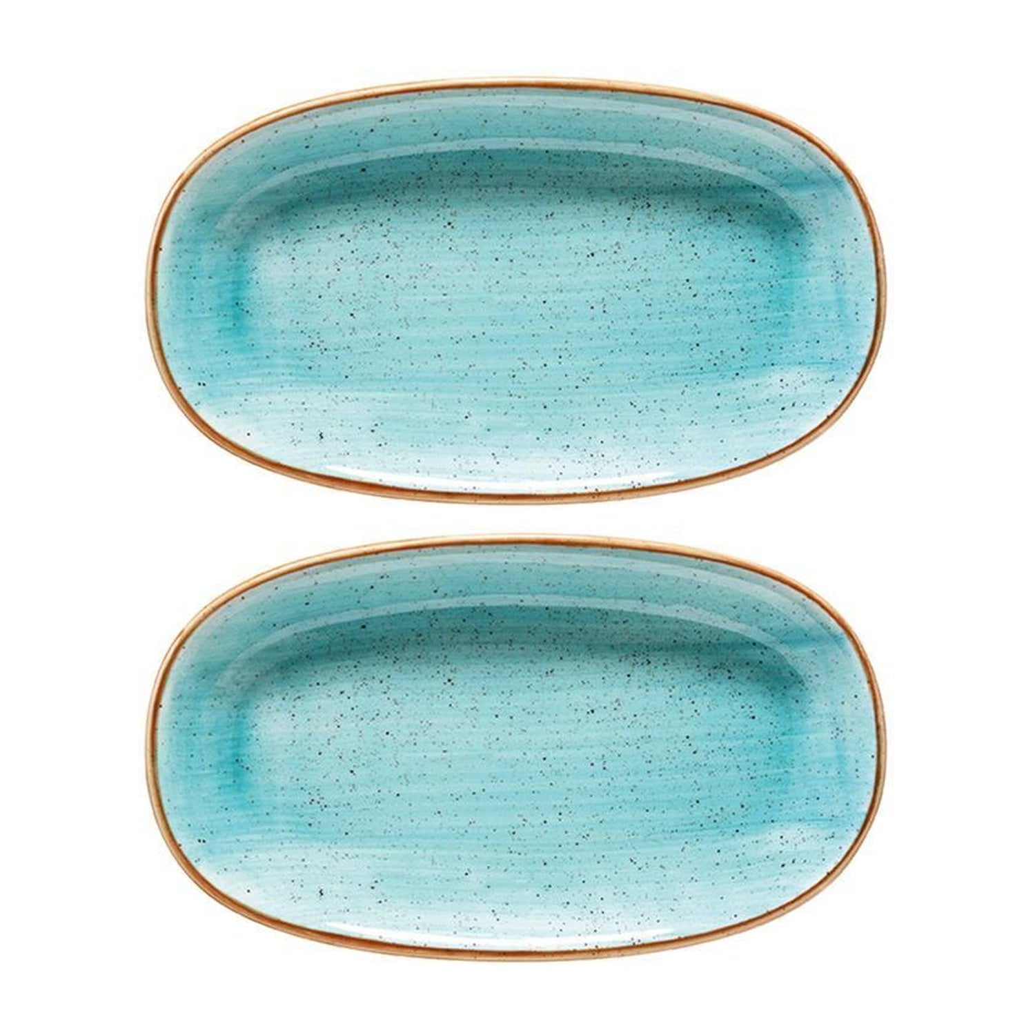 Bonna China Sea Blue 7.5" x 4.25" x h:1" Oval Blue Porcelain Platter (Set of 2)