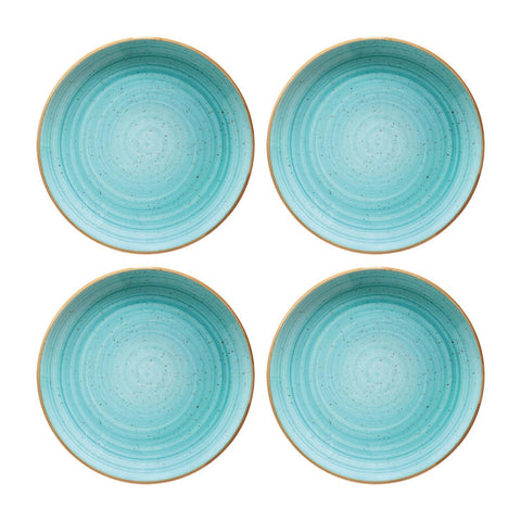 Bonna China Sea Blue dia.9"  Round Blue Porcelain Plate (Set of 4)