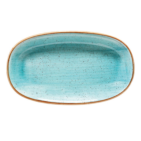 Bonna China Sea Blue 9.5" x 5.5" x h:1.25" Oval Blue Porcelain Platter (Set of 2)