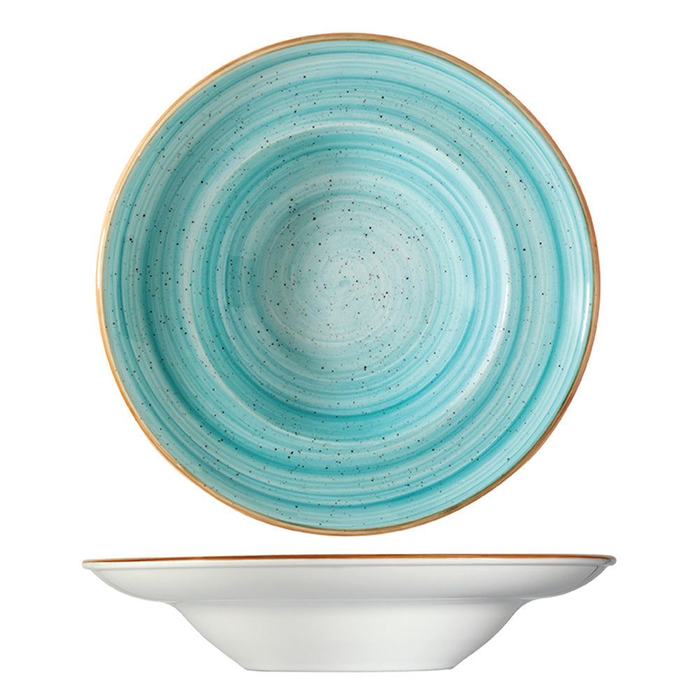 Bonna China Sea Blue dia.10.75" h:2.25" 16 oz. Round Blue Porcelain Bowl (Set of 2)