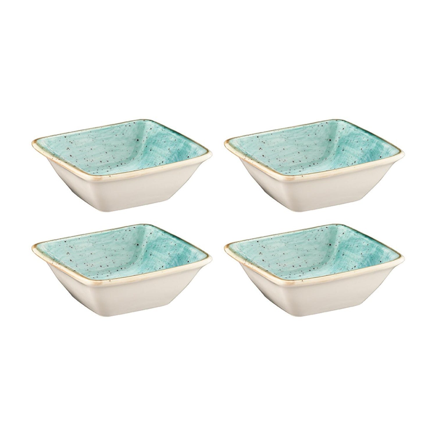 Bonna China Sea Blue 3.5" x 3.5" x h:1.25" 1 oz. Square Blue Porcelain Ramekin (Set of 4)