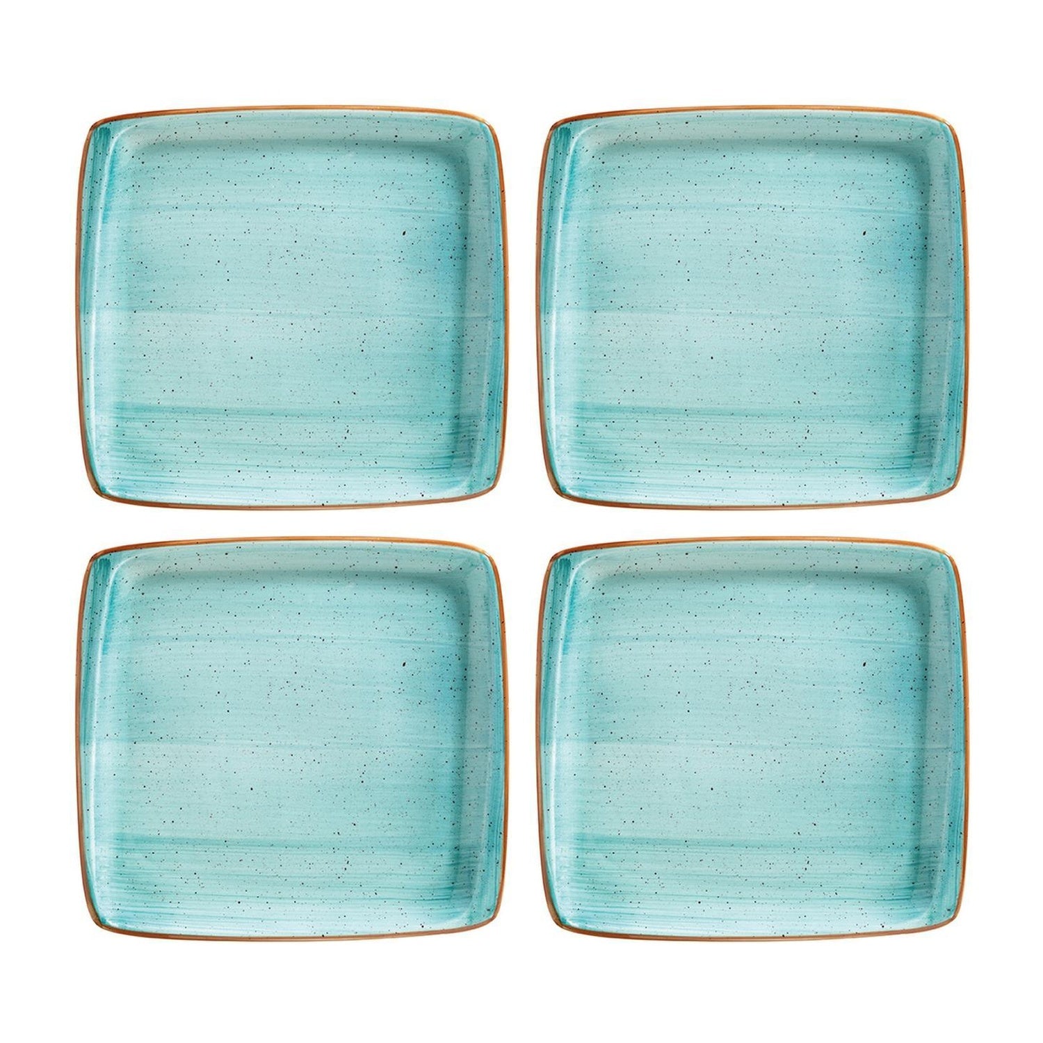 Bonna China Sea Blue 6.25" x 5.75"  Square Blue Porcelain Plate (Set of 4)