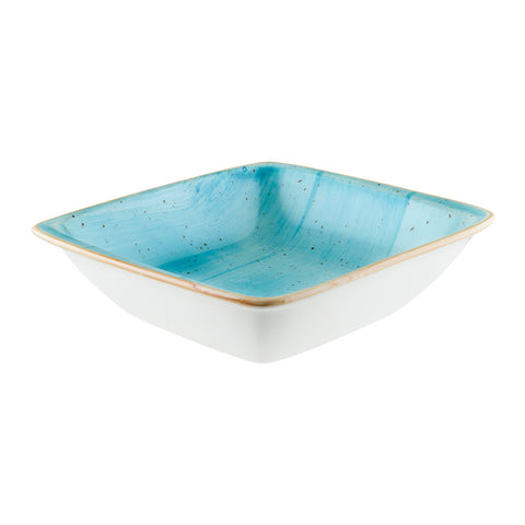 Bonna China Sea Blue 7.5" x 6.5" x h:2" 20 oz. Square Blue Porcelain Bowl (Set of 2)