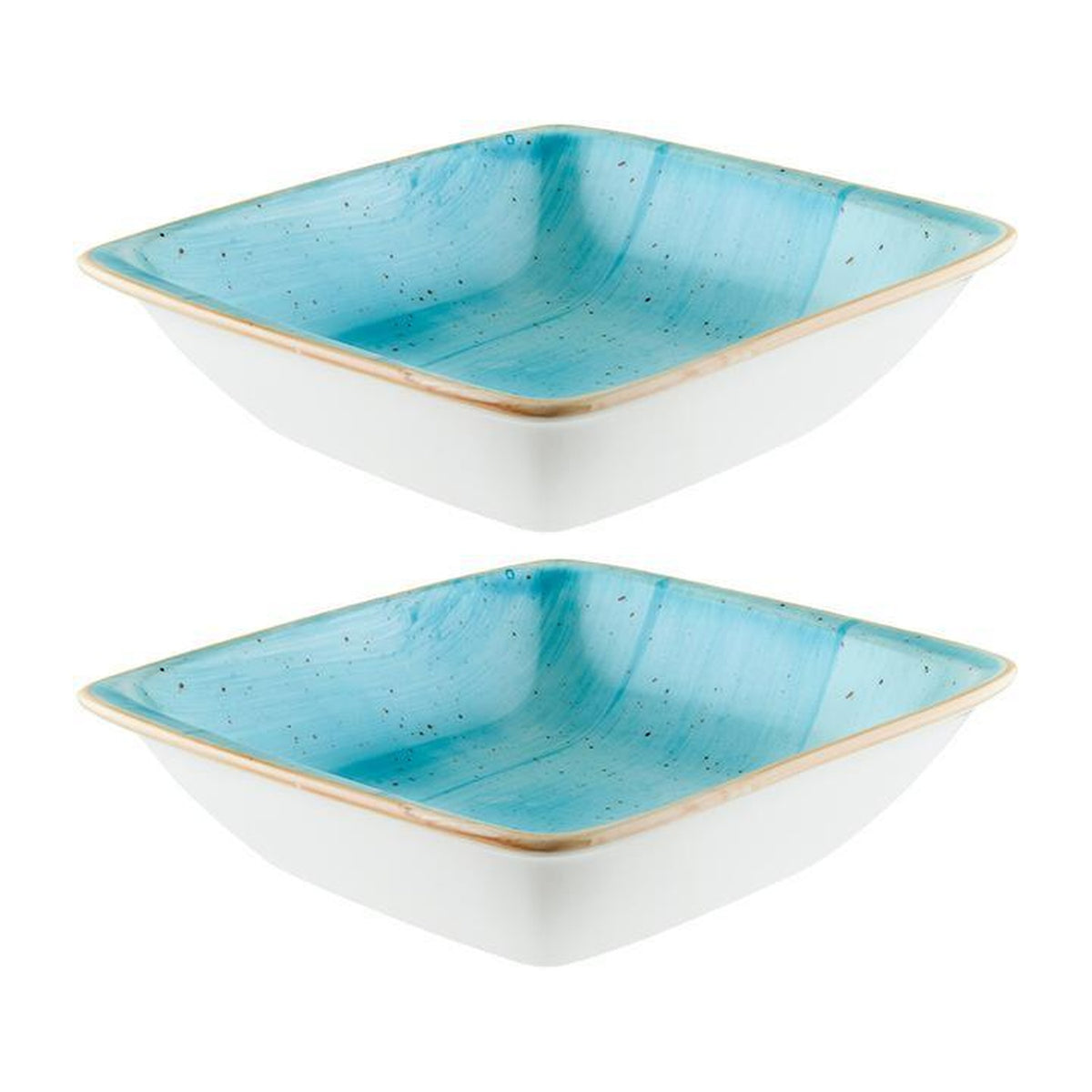 Bonna China Sea Blue 7.5" x 6.5" x h:2" 20 oz. Square Blue Porcelain Bowl (Set of 2)