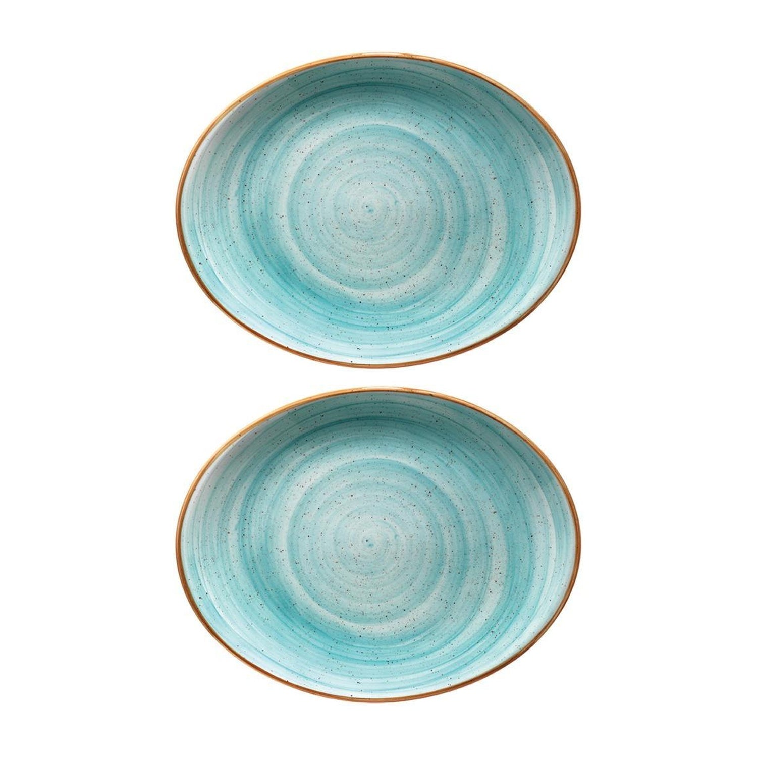 Bonna China Sea Blue 9.75" x 7.5" x h:1" Oval Blue Porcelain Platter (Set of 2)