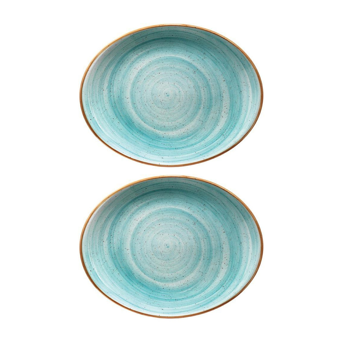 Bonna China Sea Blue 9.75" x 7.5" x h:1" Oval Blue Porcelain Platter (Set of 2)