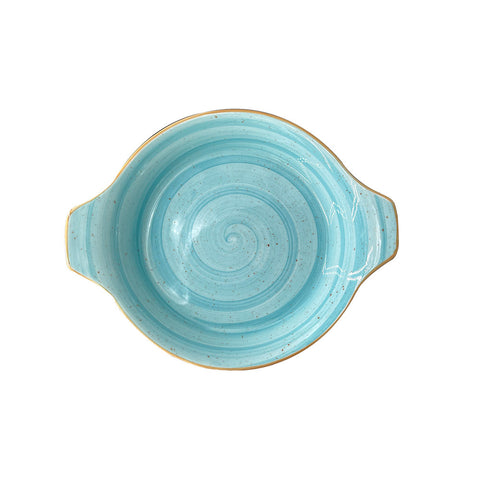 Bonna China Sea Blue dia.9.75" h:1.75" 25 oz. Round Blue Porcelain Oven Dish