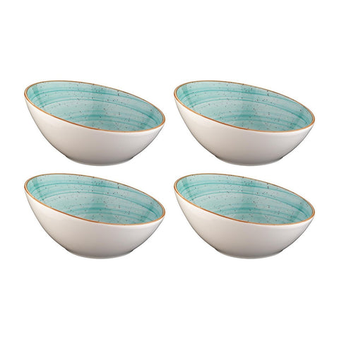 Bonna China Sea Blue dia.6.5" h:3" 12 oz. Round Blue Porcelain Bowl (Set of 4)