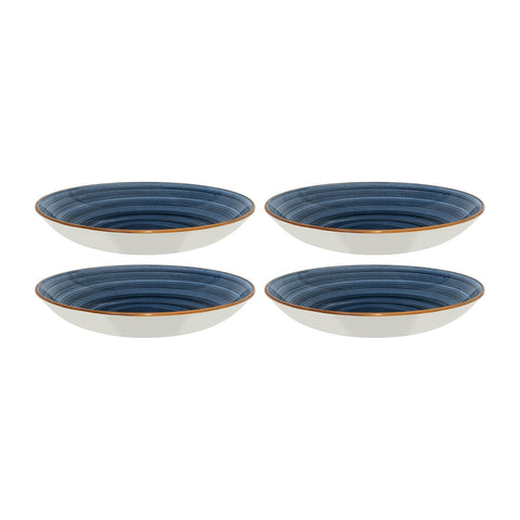 Bonna China Night Blue dia.9" h:2" 34 oz. Round Blue Porcelain Bowl (Set of 4)