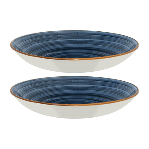 Bonna China Night Blue dia.10" h:2" 44 oz. Round Blue Porcelain Bowl (Set of 2)