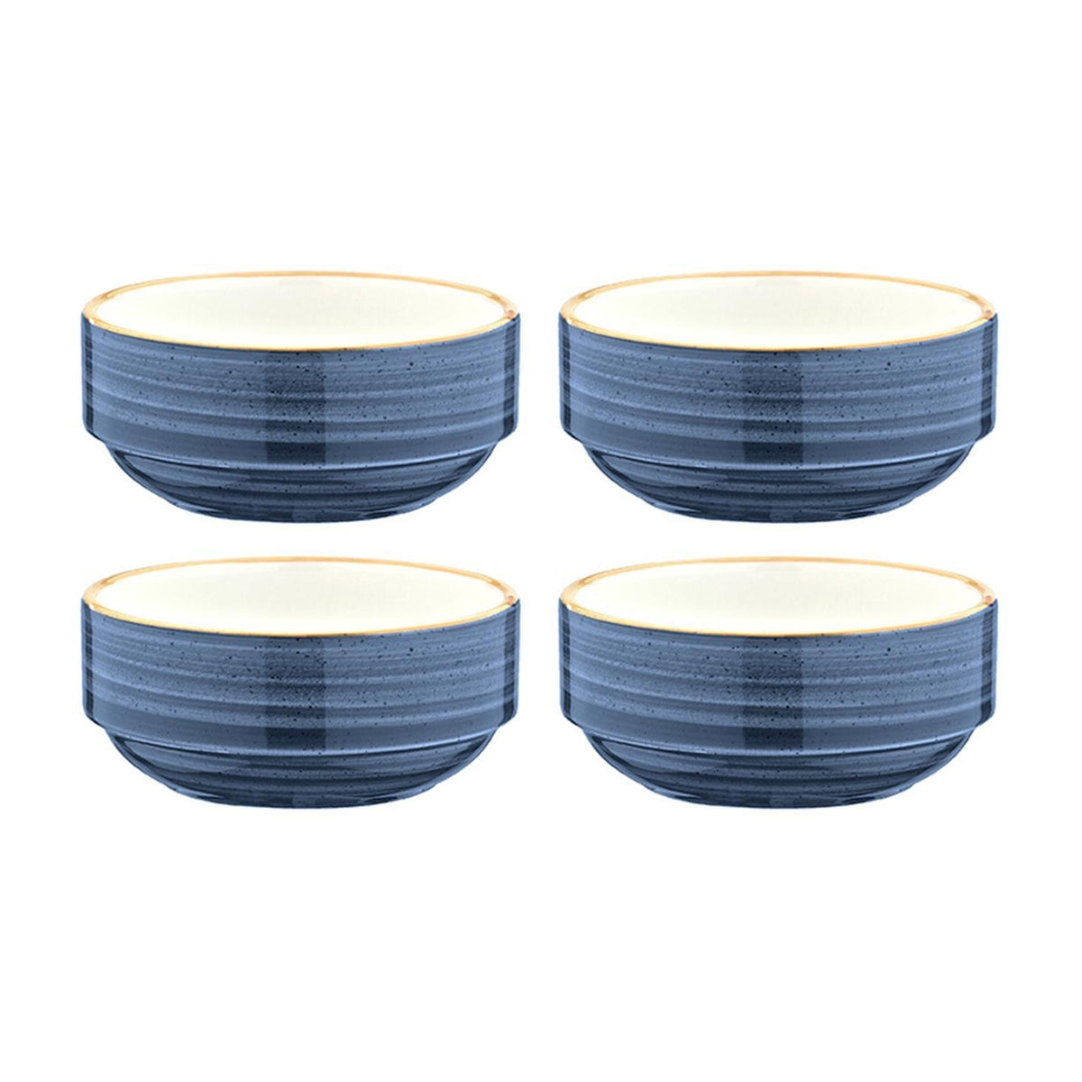 Bonna China Night Blue dia.4.75" h:2" 12 oz. Round Blue Porcelain Bowl (Set of 4)