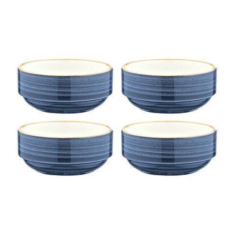 Bonna China Night Blue dia.4.75" h:2" 12 oz. Round Blue Porcelain Bowl (Set of 4)