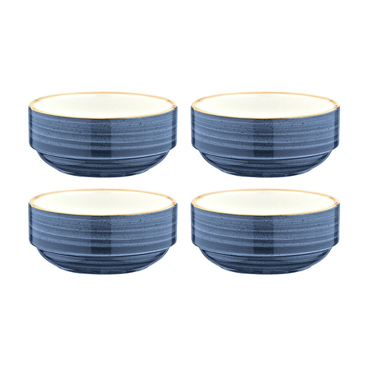 Bonna China Night Blue dia.5.5" h:2.5" 17 oz. Round Blue Porcelain Bowl (Set of 4)