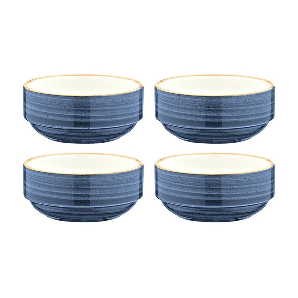 Bonna China Night Blue dia.5.5" h:2.5" 17 oz. Round Blue Porcelain Bowl (Set of 4)