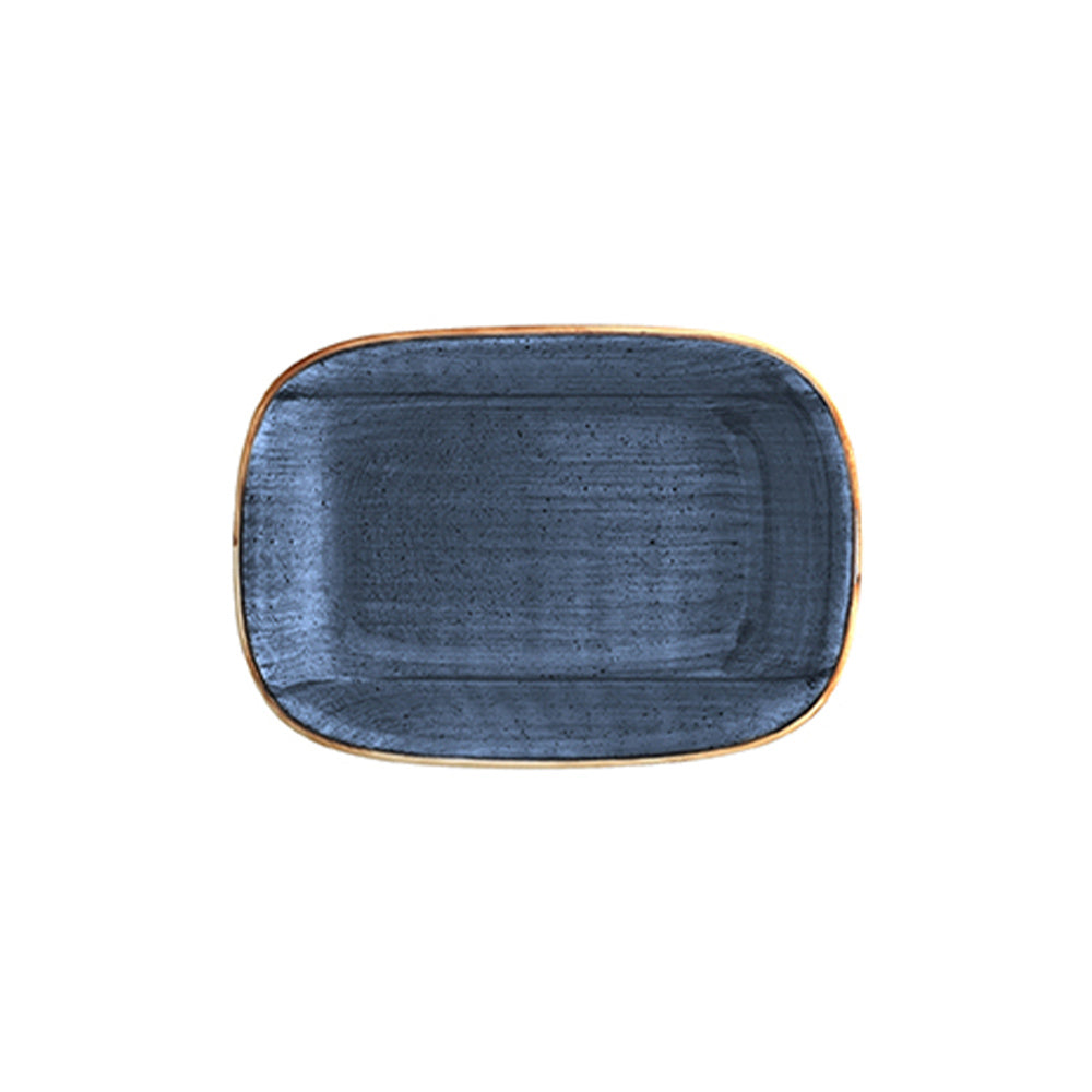 Bonna China Night Blue 4.75" x 3.25" x h:1" 4 oz. Rectangular Blue Porcelain Deep Plate (Set of 2)