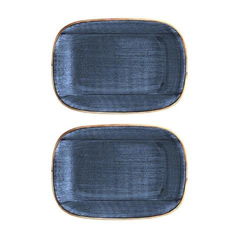 Bonna China Night Blue 4.75" x 3.25" x h:1" 4 oz. Rectangular Blue Porcelain Deep Plate (Set of 2)