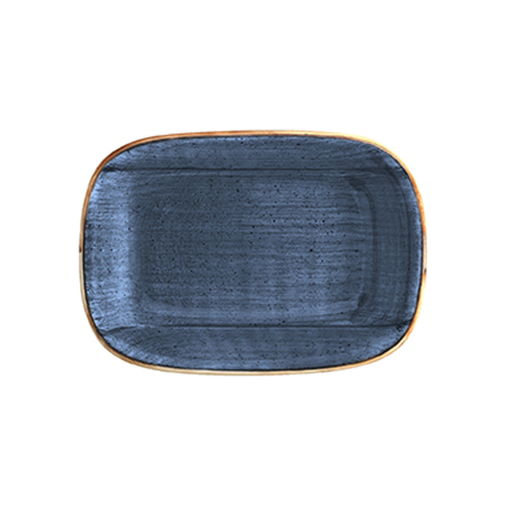 Bonna China Night Blue 5.5" x 4" x h:1.25" 7 oz. Rectangular Blue Porcelain Deep Plate (Set of 2)