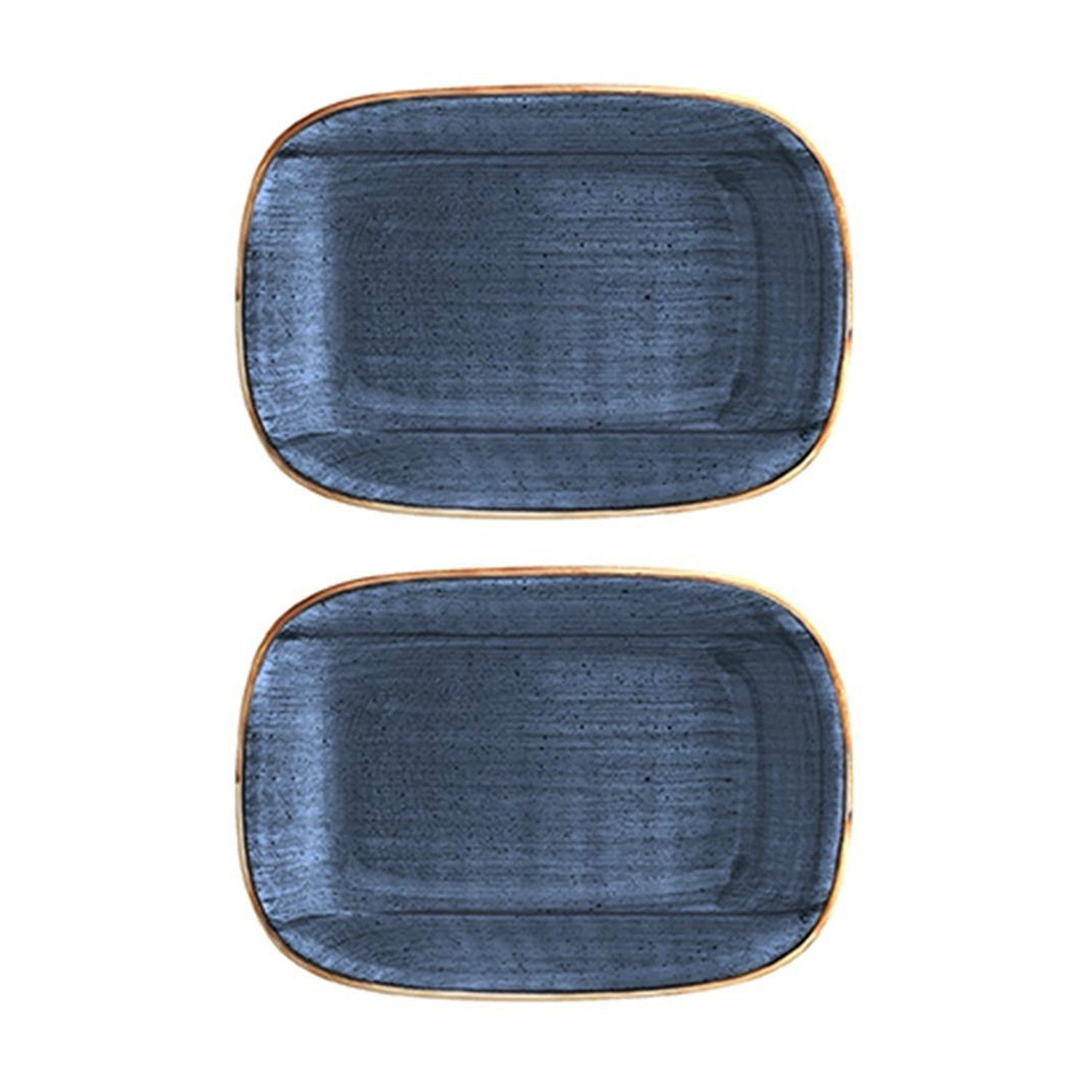 Bonna China Night Blue 5.5" x 4" x h:1.25" 7 oz. Rectangular Blue Porcelain Deep Plate (Set of 2)