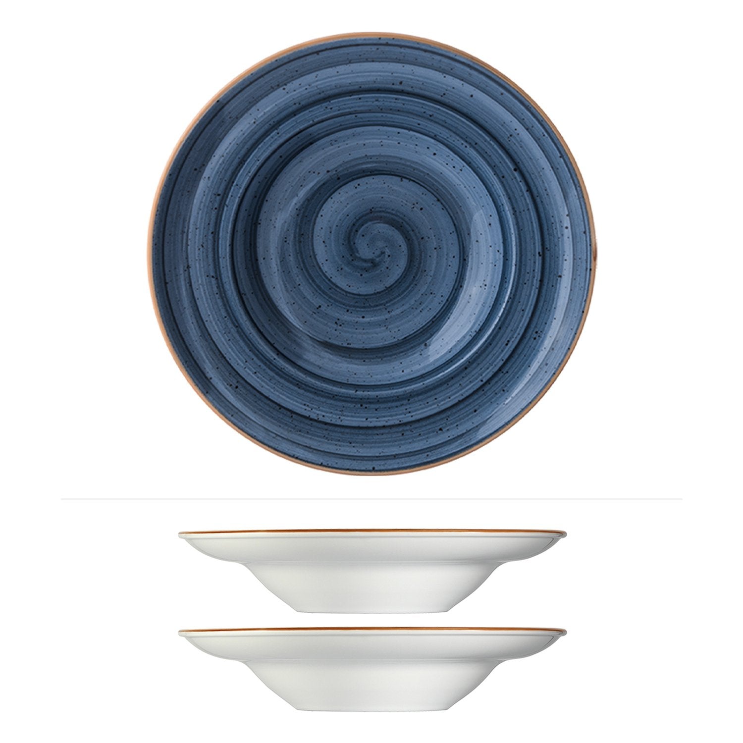 Bonna China Night Blue dia.9.5" h:2" 14 oz. Round Blue Porcelain Bowl (Set of 2)