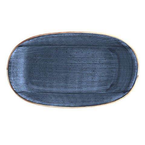 Bonna China Night Blue 9.5" x 5.5" x h:1.25" Oval Blue Porcelain Platter (Set of 2)