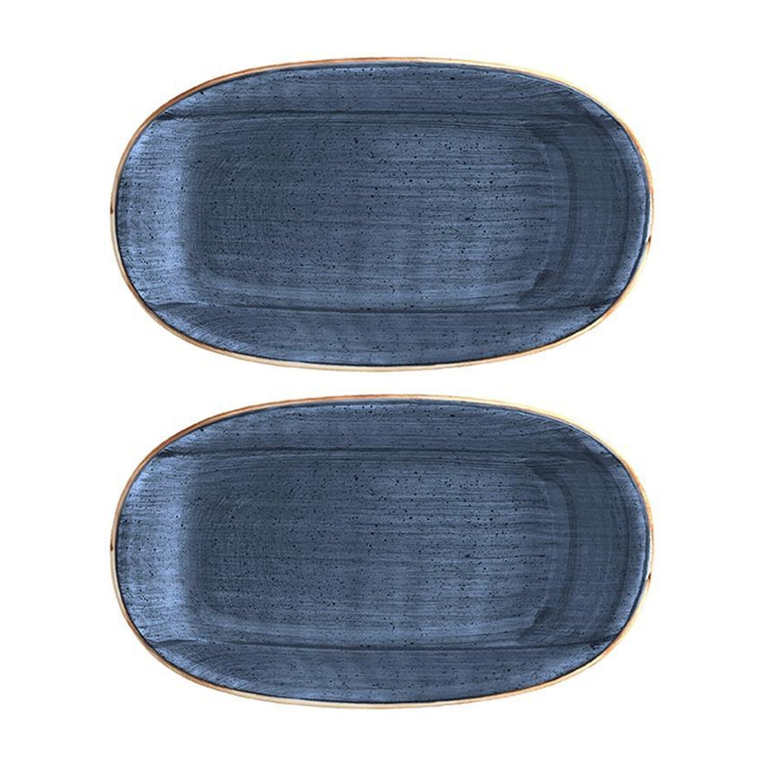 Bonna China Night Blue 9.5" x 5.5" x h:1.25" Oval Blue Porcelain Platter (Set of 2)