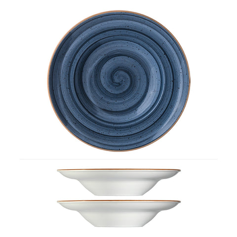 Bonna China Night Blue dia.11.75" h:2.5" 19 oz. Round Blue Porcelain Bowl (Set of 2)