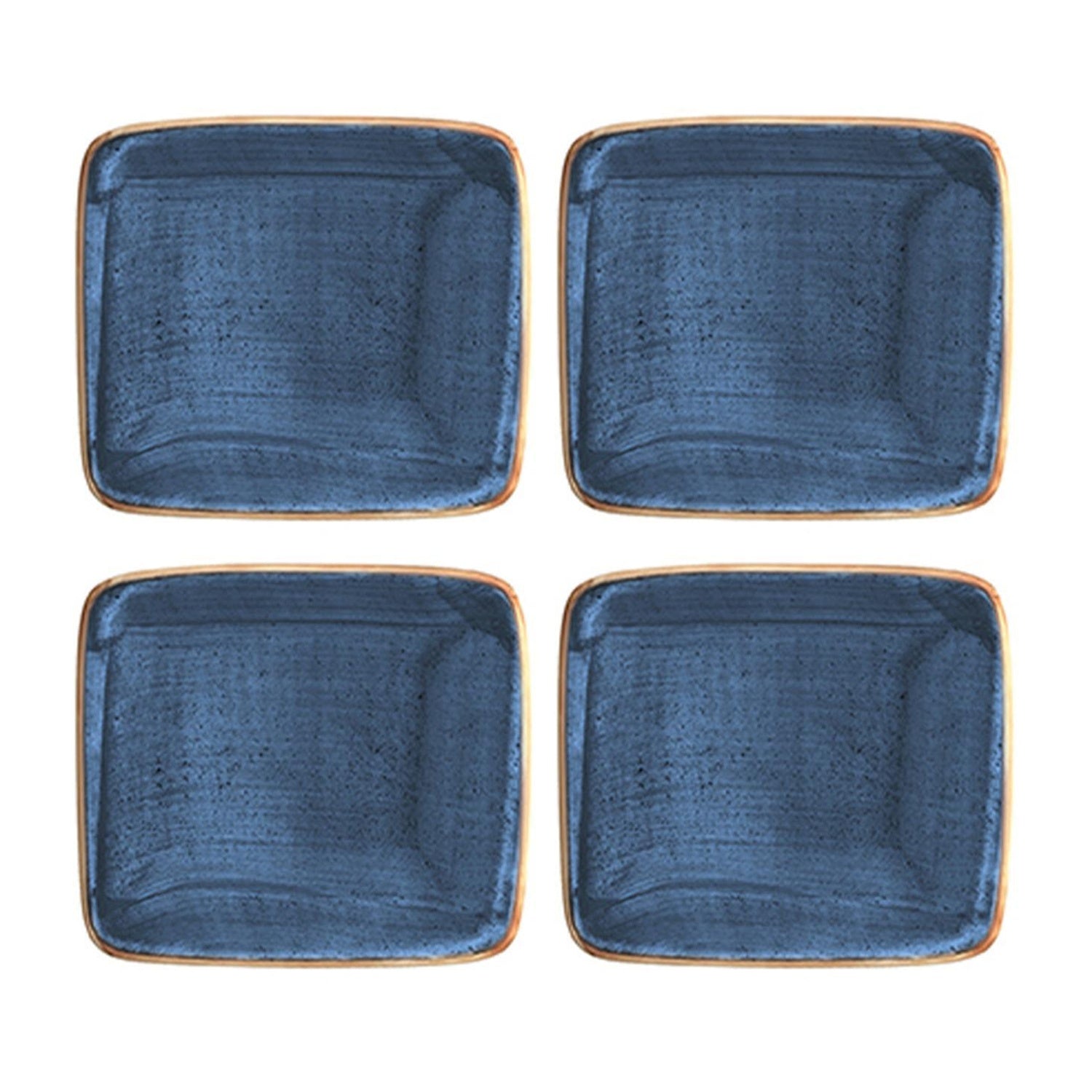 Bonna China Night Blue 3.5" x 3.5" x h:1.25" 1 oz. Square Blue Porcelain Ramekin (Set of 4)