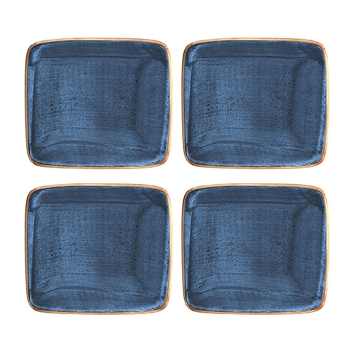 Bonna China Night Blue 3.5" x 3.5" x h:1.25" 1 oz. Square Blue Porcelain Ramekin (Set of 4)