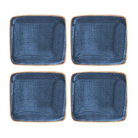 Bonna China Night Blue 3.5" x 3.5" x h:1.25" 1 oz. Square Blue Porcelain Ramekin (Set of 4)