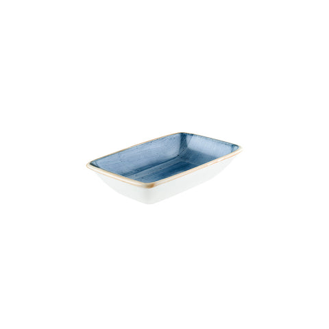 Bonna China Night Blue 6" x 3.75" x h:1.25" 6 oz. Rectangular Blue Porcelain Deep Plate (Set of 2)