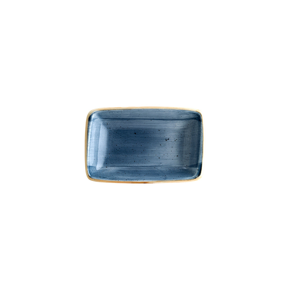 Bonna China Night Blue 6" x 3.75" x h:1.25" 6 oz. Rectangular Blue Porcelain Deep Plate (Set of 2)