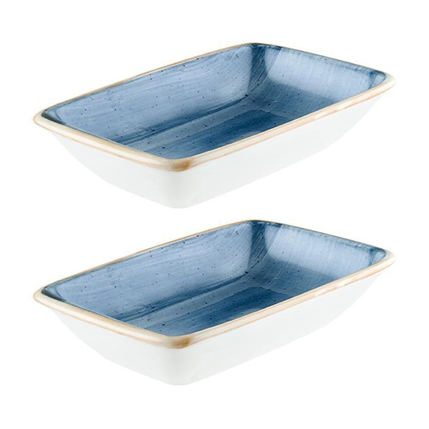 Bonna China Night Blue 6" x 3.75" x h:1.25" 6 oz. Rectangular Blue Porcelain Deep Plate (Set of 2)