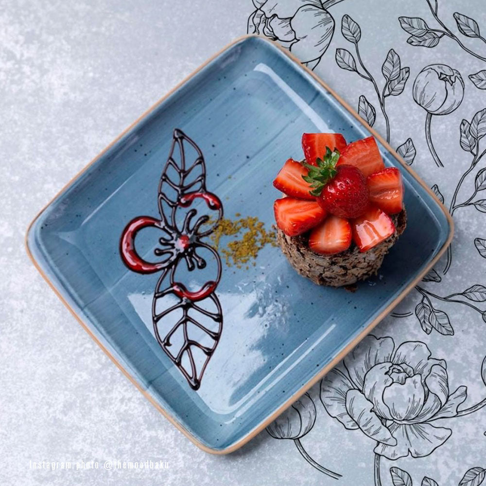 Bonna China Night Blue 8.5" x 8"  Square Blue Porcelain Plate (Set of 2)