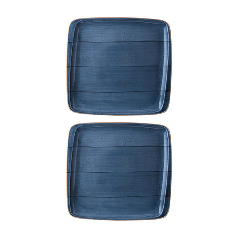 Bonna China Night Blue 8.5" x 8"  Square Blue Porcelain Plate (Set of 2)