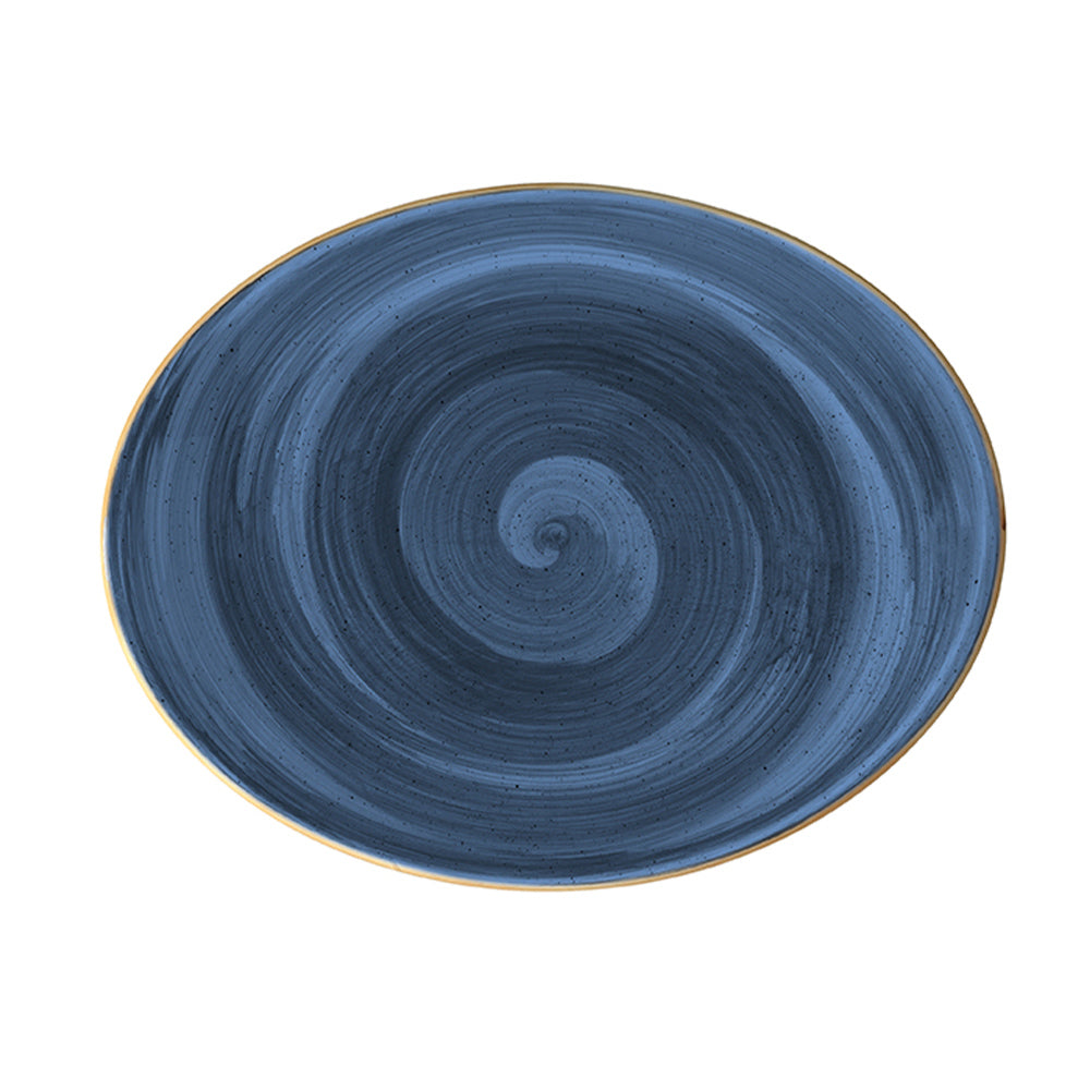 Bonna China Night Blue 12.25" x 9.5" x h:1" Oval Blue Porcelain Platter