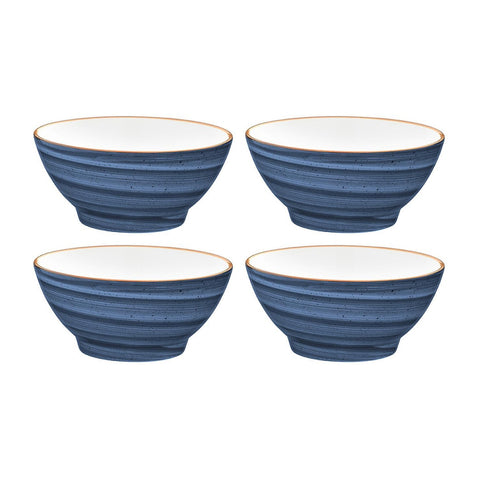 Bonna China Night Blue dia.4.75" h:2.25" 10 oz. Round Blue Porcelain Bowl (Set of 4)