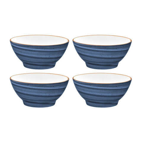 Bonna China Night Blue dia.5.5" h:2.75" 15 oz. Round Blue Porcelain Bowl (Set of 4)