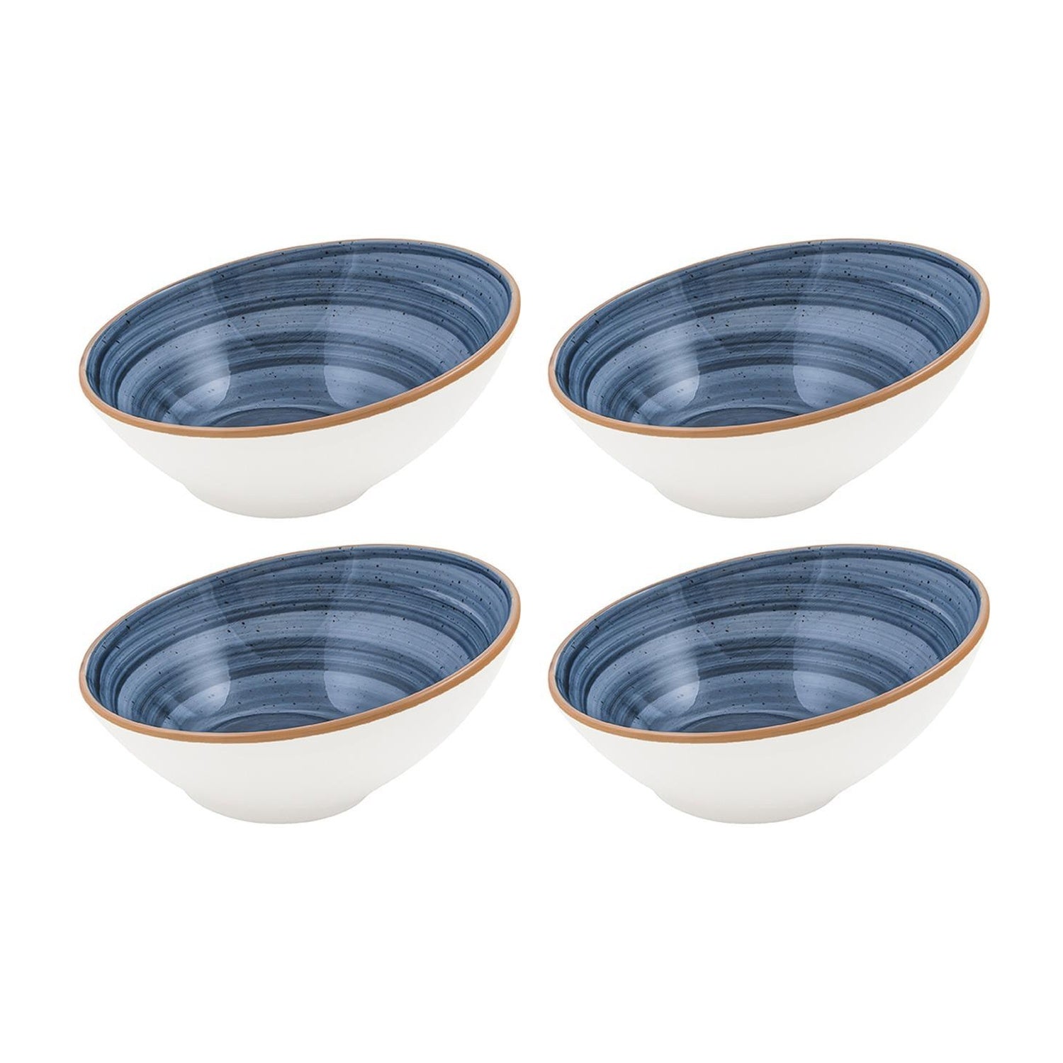 Bonna China Night Blue dia.6.5" h:3" 12 oz. Round Blue Porcelain Bowl (Set of 4)