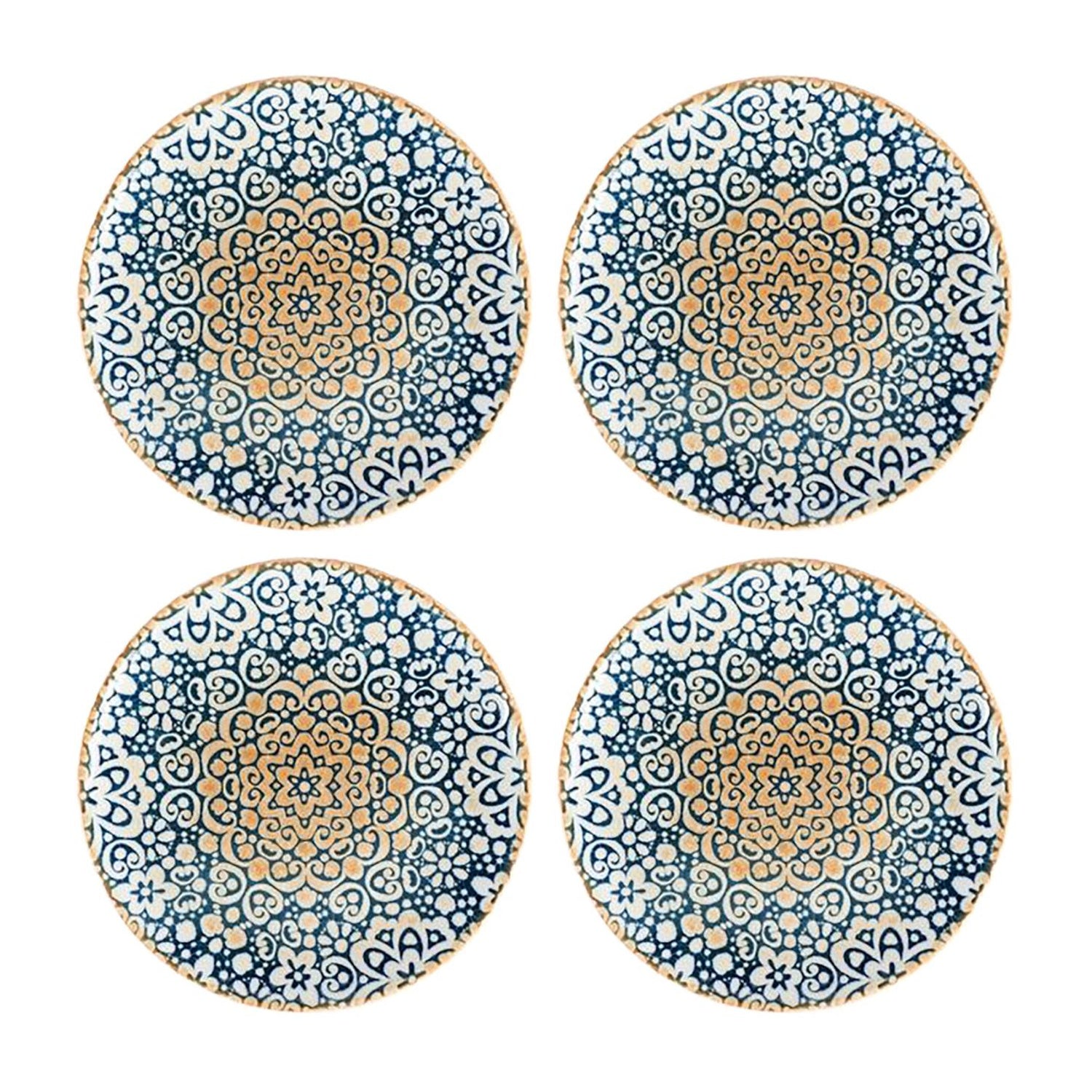 Bonna China Española dia.9"  Round Decorated Porcelain Plate (Set of 4)